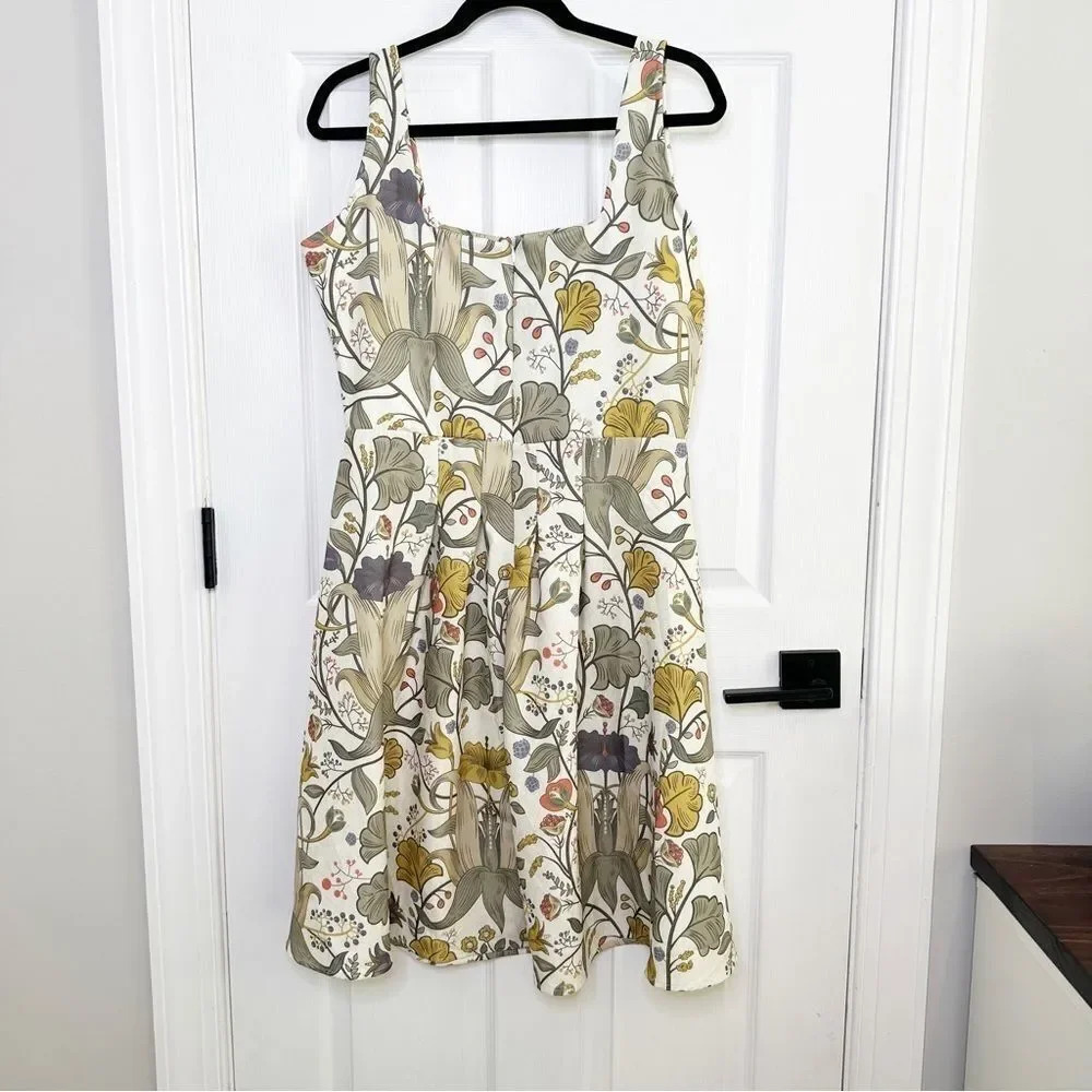 Averie Zaila Sleeveless Floral Print Botanical Pleated Midi Dress Size L Nwt — image 2 of 7